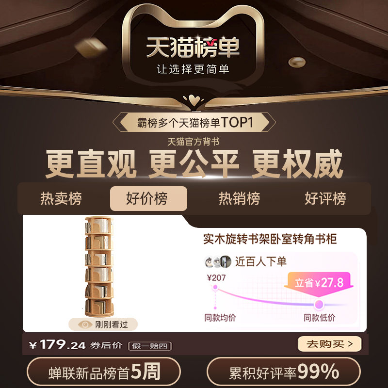 旋转书架落地置物架，网红收纳神器，家居必备！✨