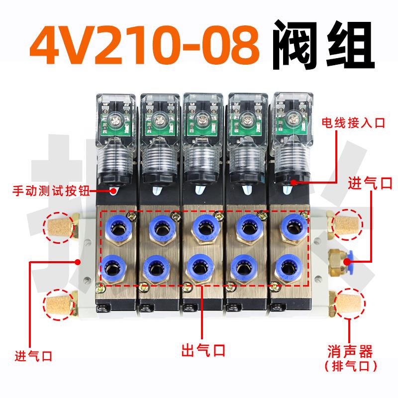 气动电磁阀4V210-08真香预警！二位五通24V气缸换向神器，工业控狂喜