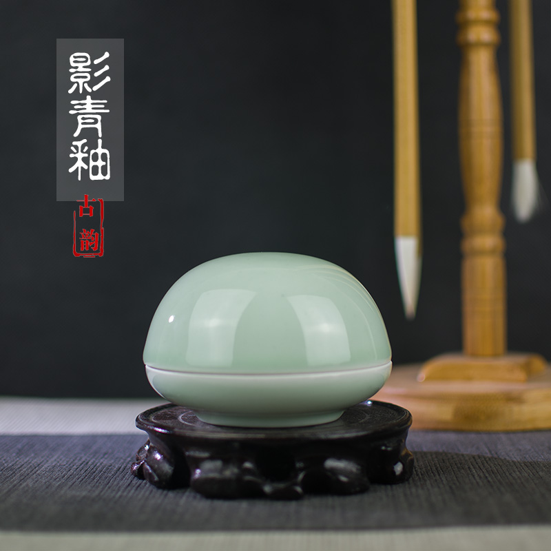 方形景德镇陶瓷印泥盒：创意可爱便携，文房新宠