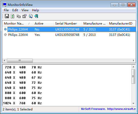 MonitorInfoView(查看显示器详细信息)1.15官方绿色版