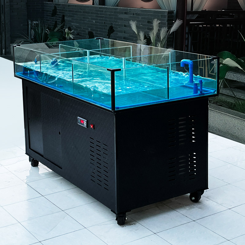 海鲜盛宴的秘密武器：饭店专用海鲜缸商用制冷机一体移动海鲜鱼缸水产海鲜贝类池海鲜池
