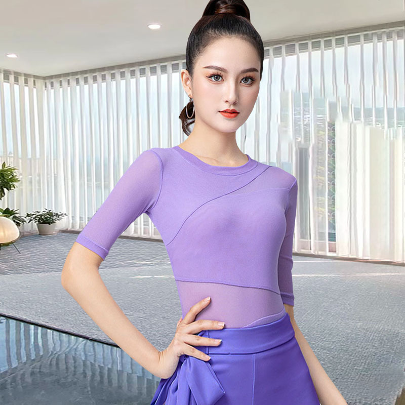 2025新款拉丁舞练功服：高级感蓝长袖摩登演绎，让你舞动全场✨