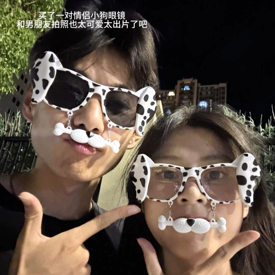 情侣小狗眼镜防风骑行护目镜：斑点狗造型，拍照出片神器！