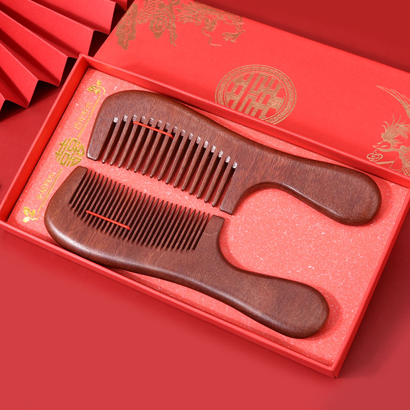 婚庆必备：红色气垫梳喜木梳套装，打造新娘完美嫁妆！