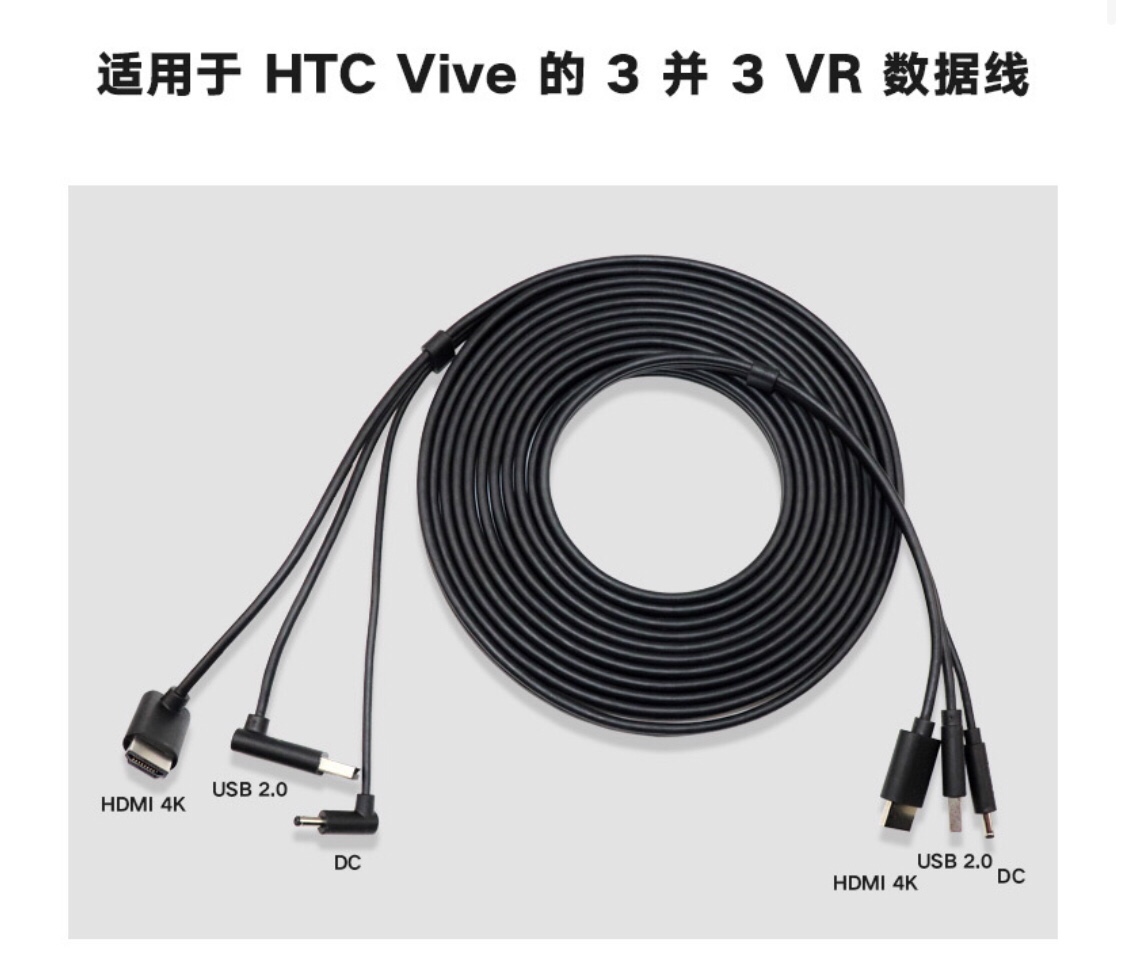 HTC VIVE基础版减重版一代三合一连接线原装配件5米全新VR眼镜，解锁虚拟现实新体验！