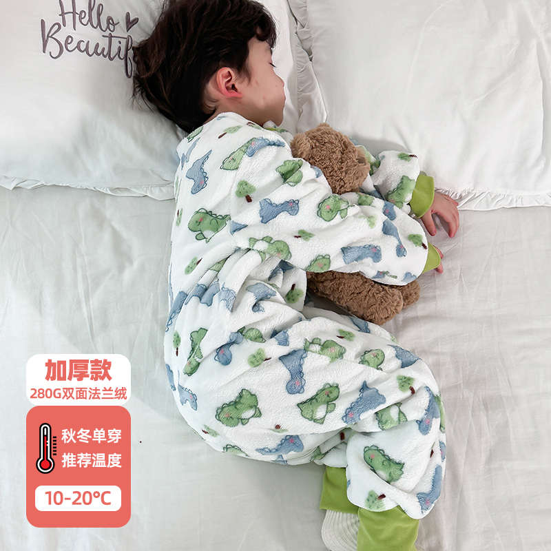 秋冬必备！儿童连体睡衣法兰绒加绒加厚保暖，宝宝穿了都说好！