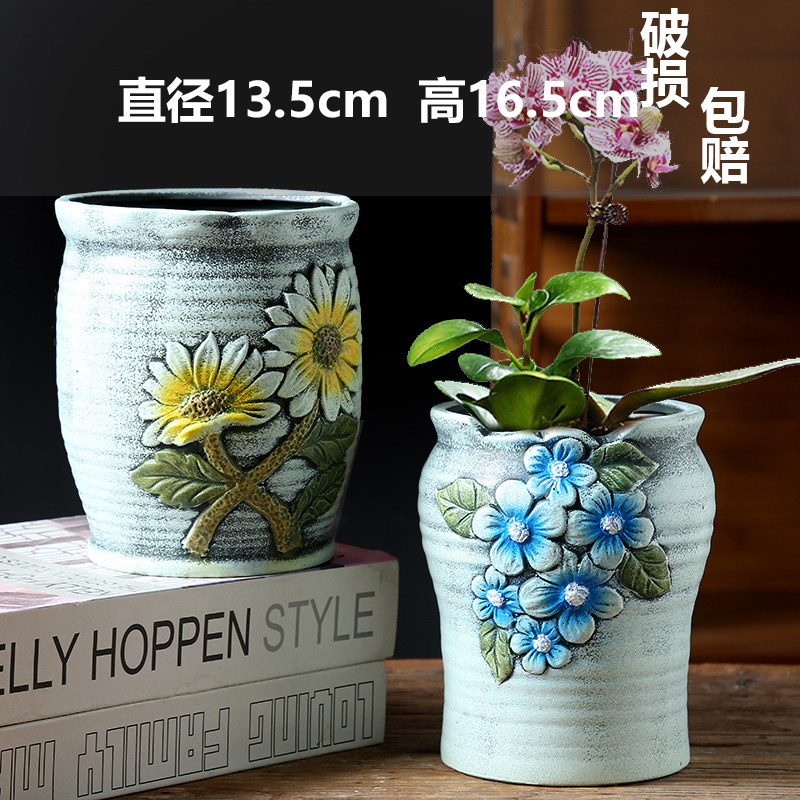 玺器蝴蝶兰大口径陶瓷花盆：桌面绿意升级，打造高级感家居装饰
