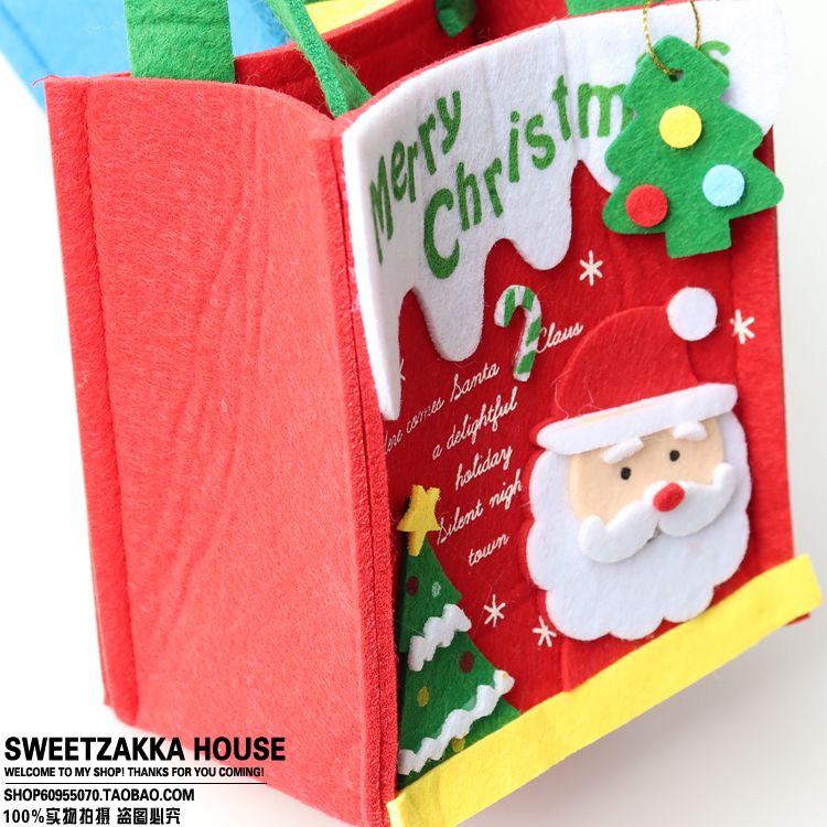 日本原单圣诞老人雪人厚毛毡小礼品拎袋，节日必备好物