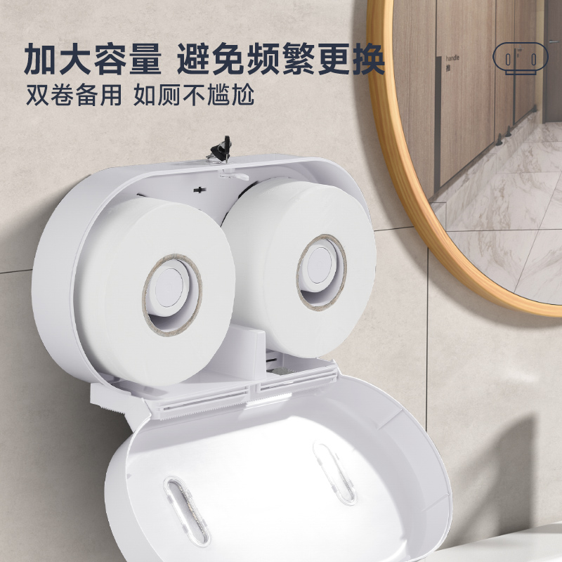 卫生间大卷纸盒壁挂式双头厕所纸巾盒商用酒店大盘纸巾筒架免打孔，轻松升级你的卫生体验！