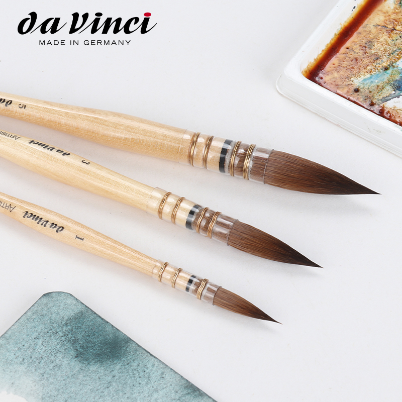 德国Da Vinci达芬奇ARTISSIMO系列428纯貂毛拖把笔：水彩描边大师的秘密武器！