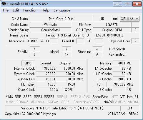 CrystalCPUID(CPU/处理器信息检测超频工具)V4.15.5.452