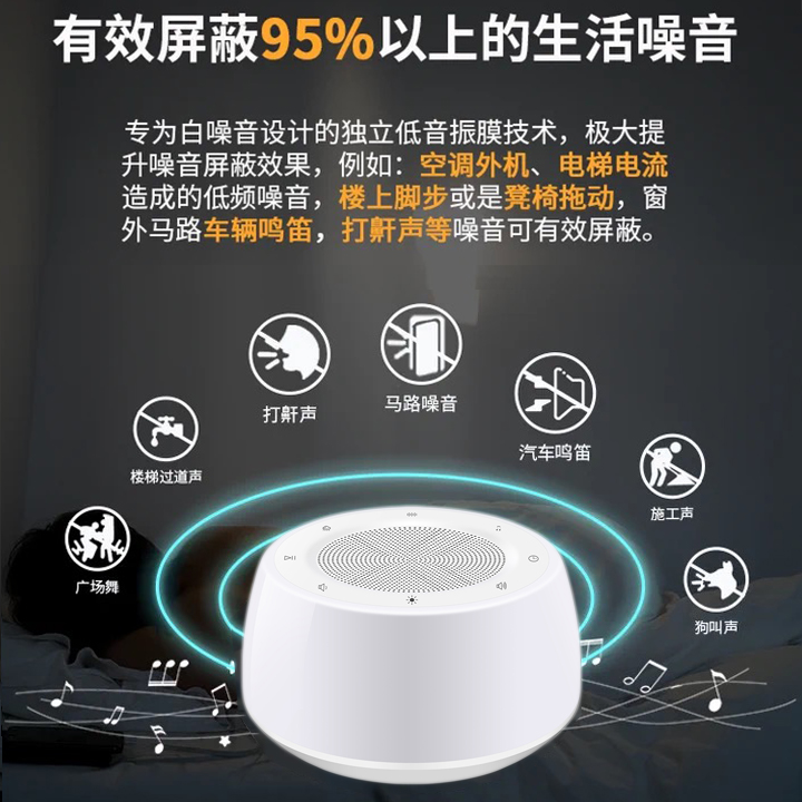外贸白噪音发声机睡眠仪：助眠神器，安抚婴儿宝宝的自然音乐失眠救星