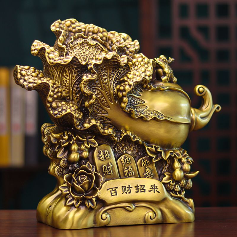纯铜白菜摆件：开启财运的神秘钥匙，乔迁开业必备风水神器！