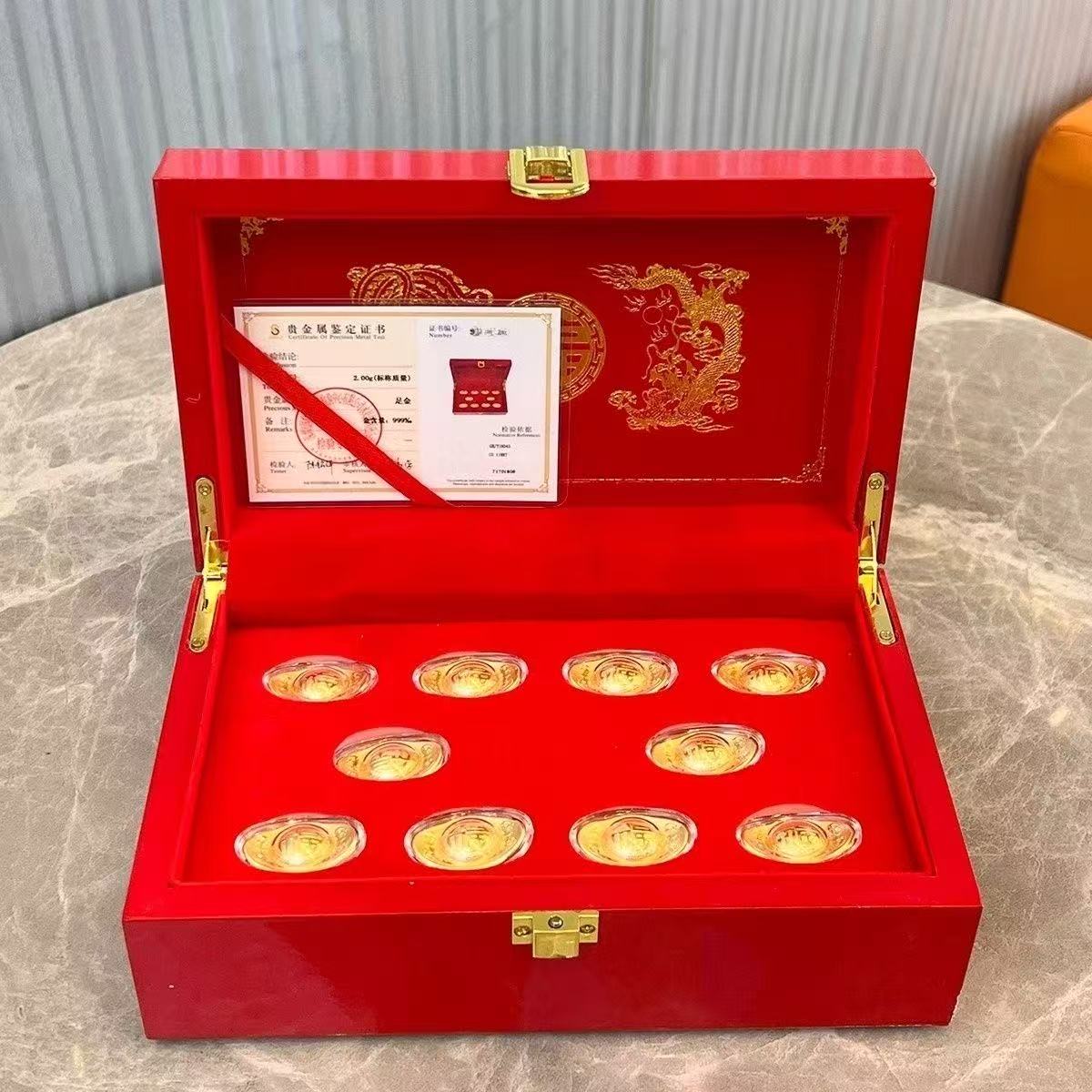 中国珠宝黄金足金999小金元宝1g摆件，送女友生日礼物的完美选择✨