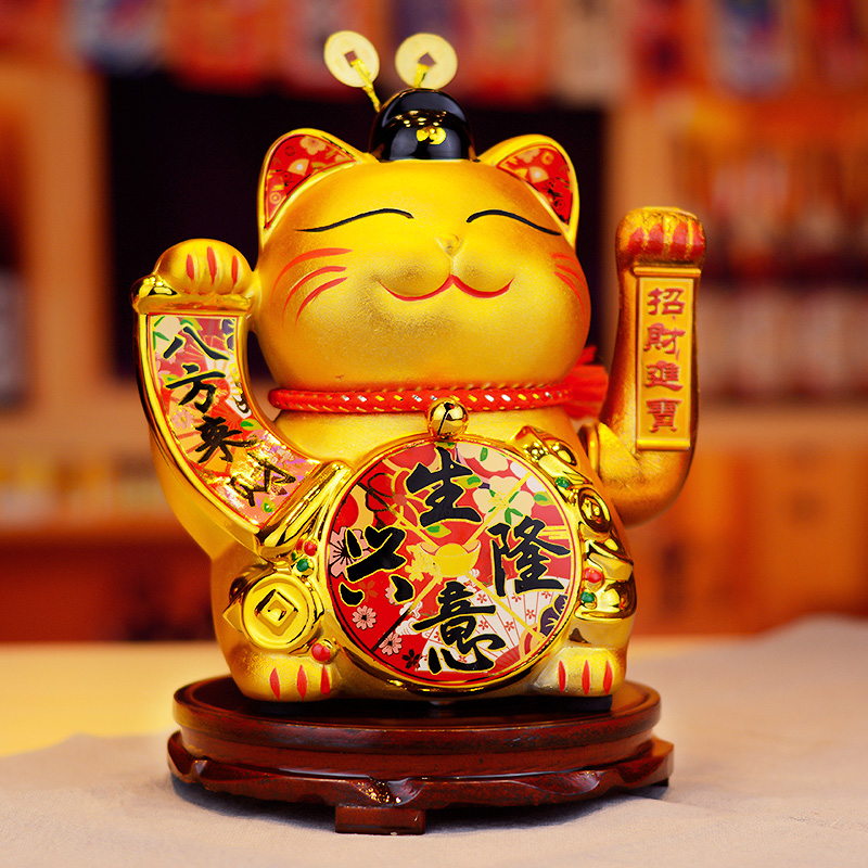 摇手招财猫摆件：电动版发财猫，店铺收银台必备吉祥物！