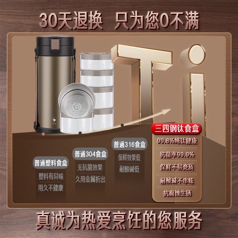 三四钢钛保温饭盒：上班族必备神器，24小时超长保温，让你随时随地享受热腾好食！✨
