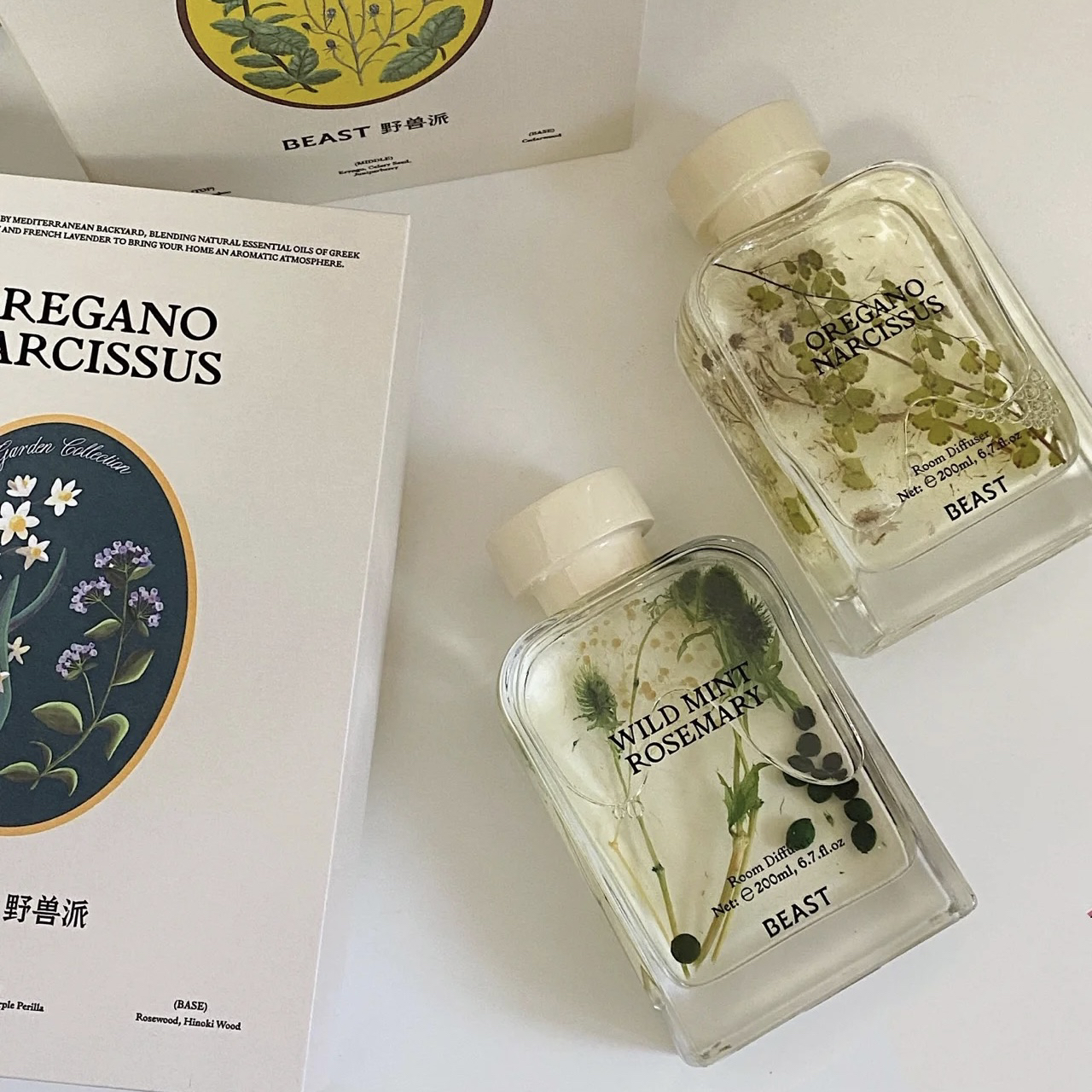 野兽派女神的秘密武器：花环牛至与水仙小号精油香薰散香器，无火清新香氛礼物，让你的家变成梦幻花园！