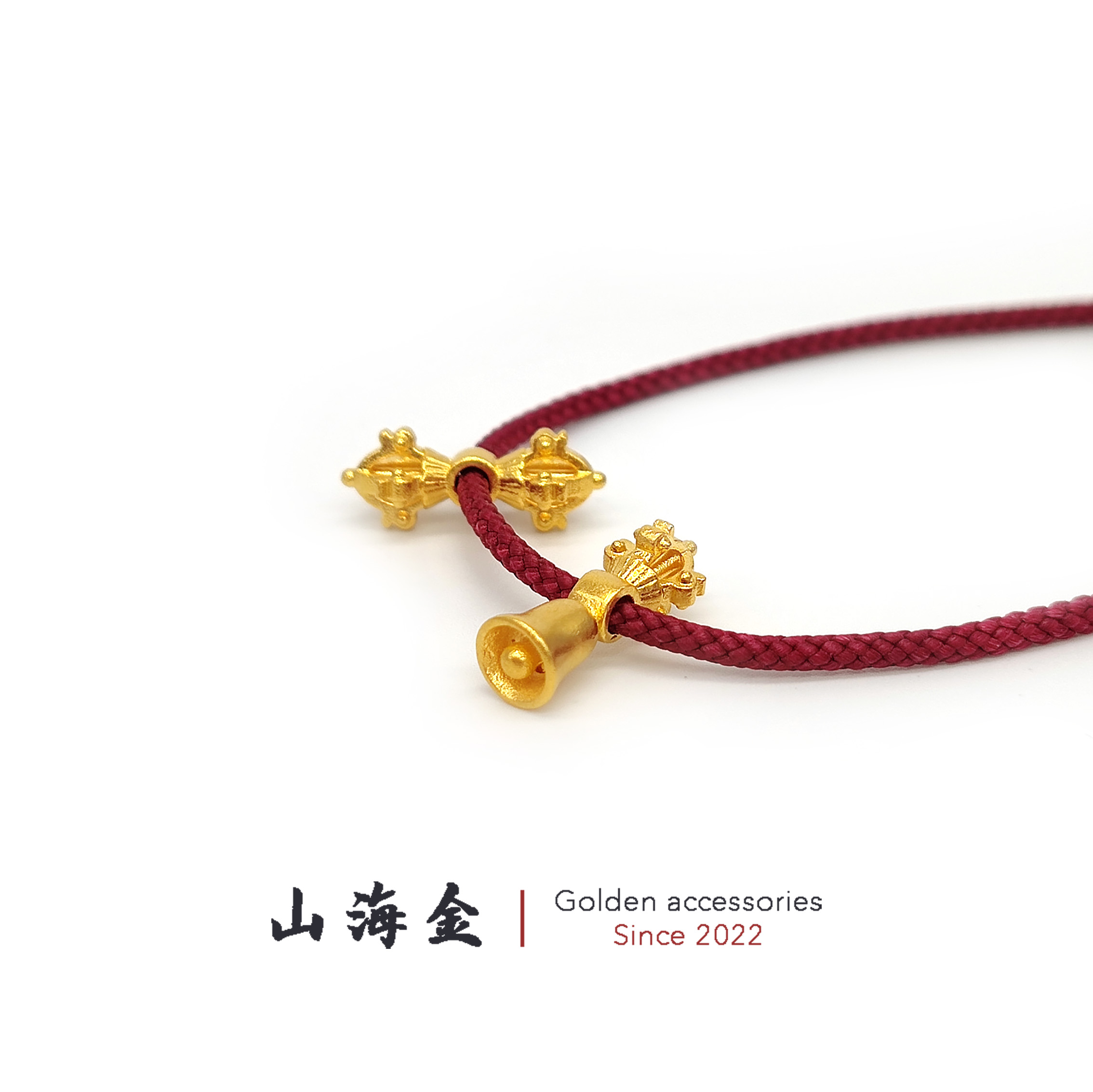山海金24K足金金刚杵手串：穿越千年的守护，文玩界的潮流新宠！