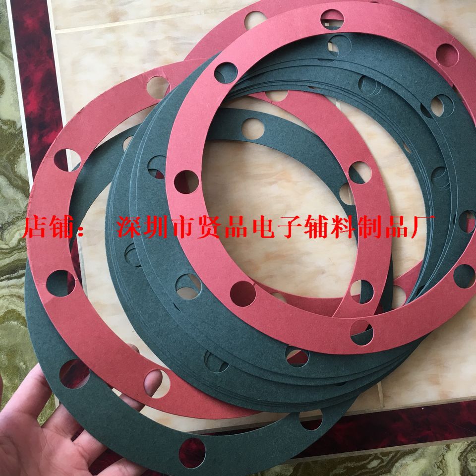 现货红色快巴纸：阻燃绝缘新选择，耐高温青稞纸垫片，单面背胶红钢纸模切，你值得拥有！
