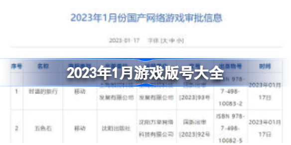 2023年1月游戏版号大全 2023年1月版号有哪些