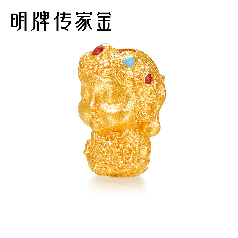 明牌珠宝古法黄金扎西·绿度母串珠，足金吉祥福运女款手串AFE0033，传承千年祝福的时尚配饰✨