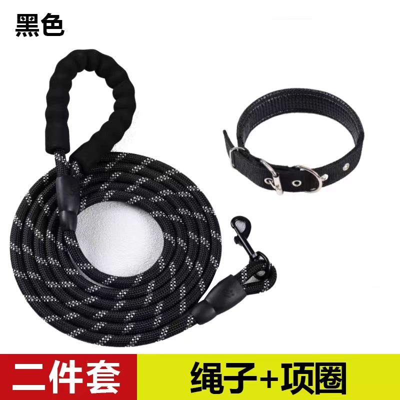 德国DEAN &amp; TYLER轻量化黑色耐磨长节不锈钢P链狗项圈：狗狗的最佳伴侣，品质与安全的完美结合！