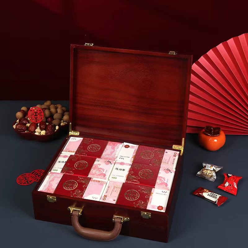 高级实木结婚彩礼钱盒子：婚庆唐装糕点干果礼盒，传统与现代的完美融合！