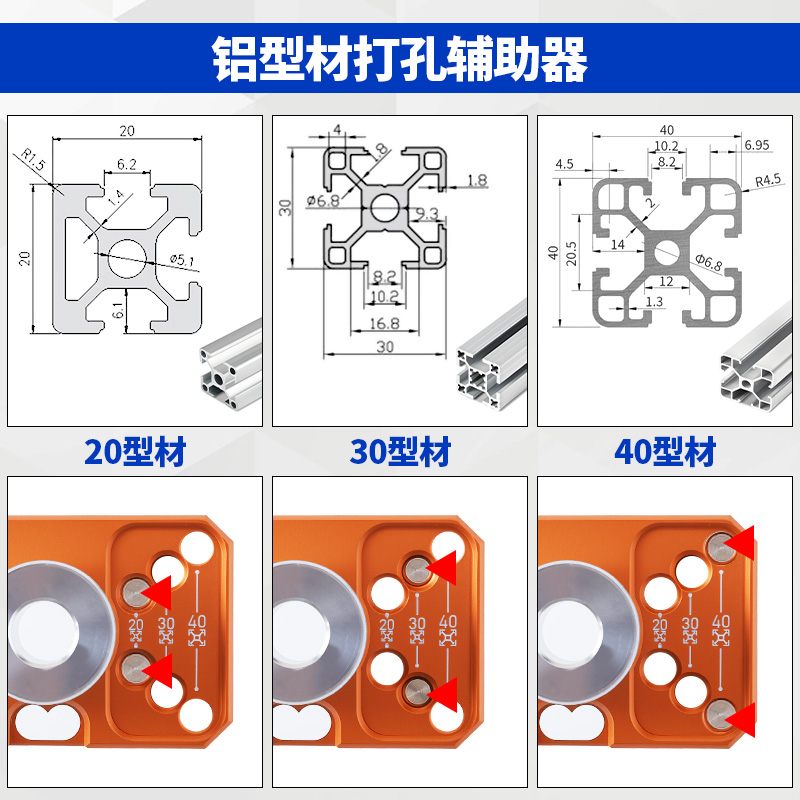 铝型材攻丝打孔辅助神器，M6/M8定位器，轻松搞定20/30/40mm孔位！