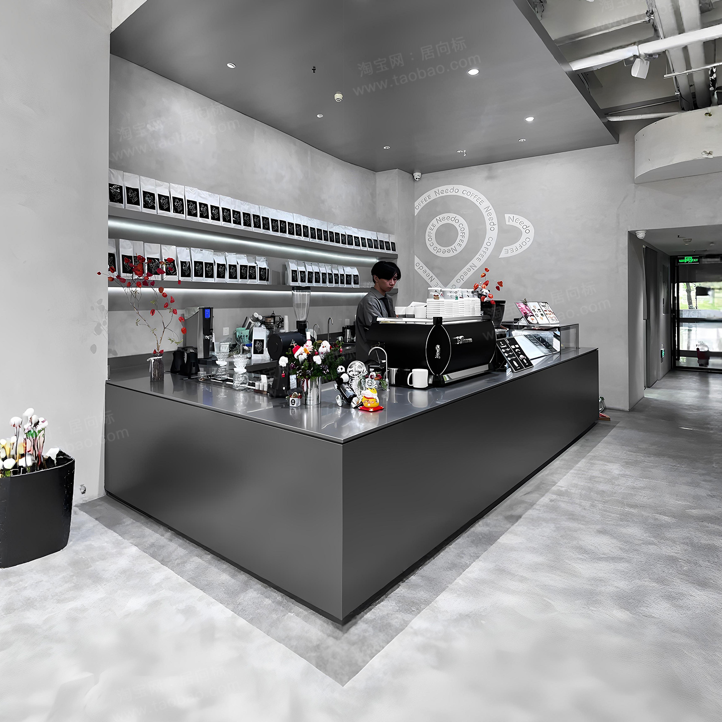 奶茶店吧台收银台｜转角定制接待台，小空间也能逆袭高颜值！✨