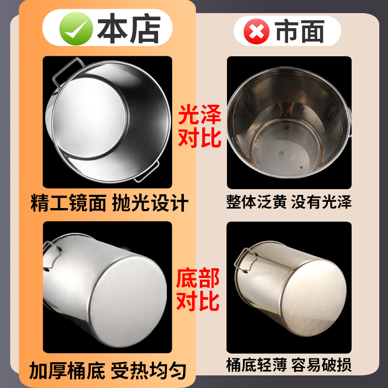 不锈钢桶带盖加厚提桶汤桶汤锅提水桶米桶加深加高储水桶家用餐具：厨房必备神器，解锁家居新生活！