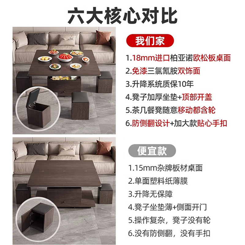 欧乐派多功能升降茶几餐桌，小户型家居救星来啦！