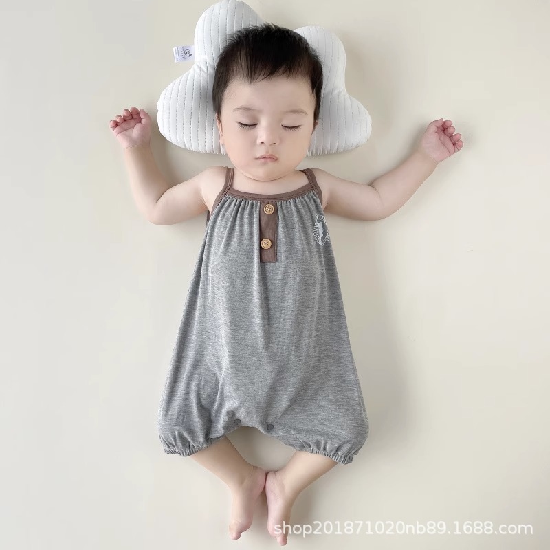 婴儿夏季连体衣，宝宝薄款洋气吊带，1-3岁必备外出服！