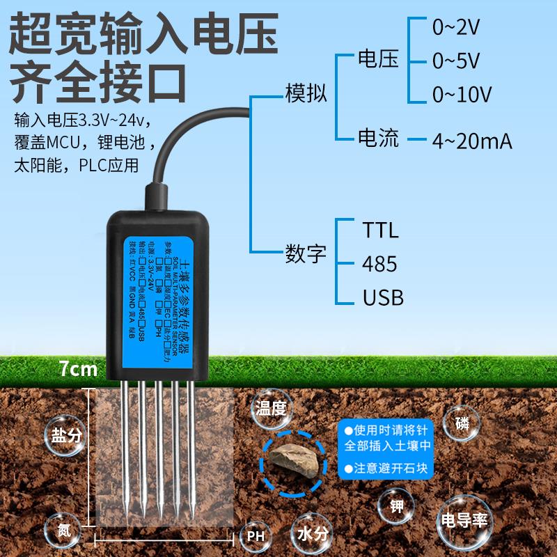 USB Type-C氮磷钾温湿度pH电导率EC土壤八合一传感器：解锁农业黑科技的秘密武器！