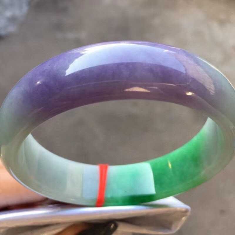 老坑缅甸翡翠手镯：冰糯种紫罗兰飘绿，穿越时空的珠宝盛宴✨