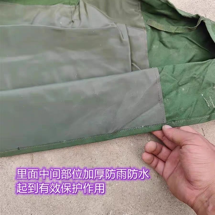 库存正品绿色67式厚帆布仓衣加厚防雨防潮捆绑式渔具包长形收纳包，户外钓鱼必备神器！