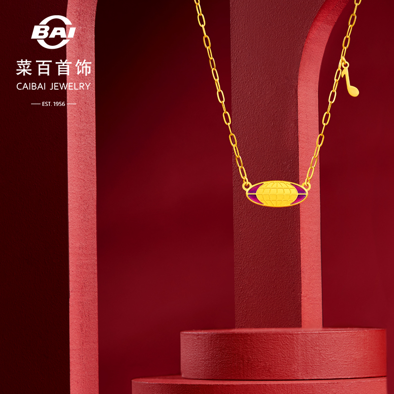 菜百足金项链国家大剧院联名风之乐系列！小提琴锁骨链送礼神器，美到心巴上！✨