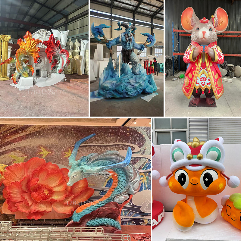 泡沫雕塑定制：3D模型道具美陈新宠，大型婚庆城堡与卡通人物造型摆件的梦幻联动