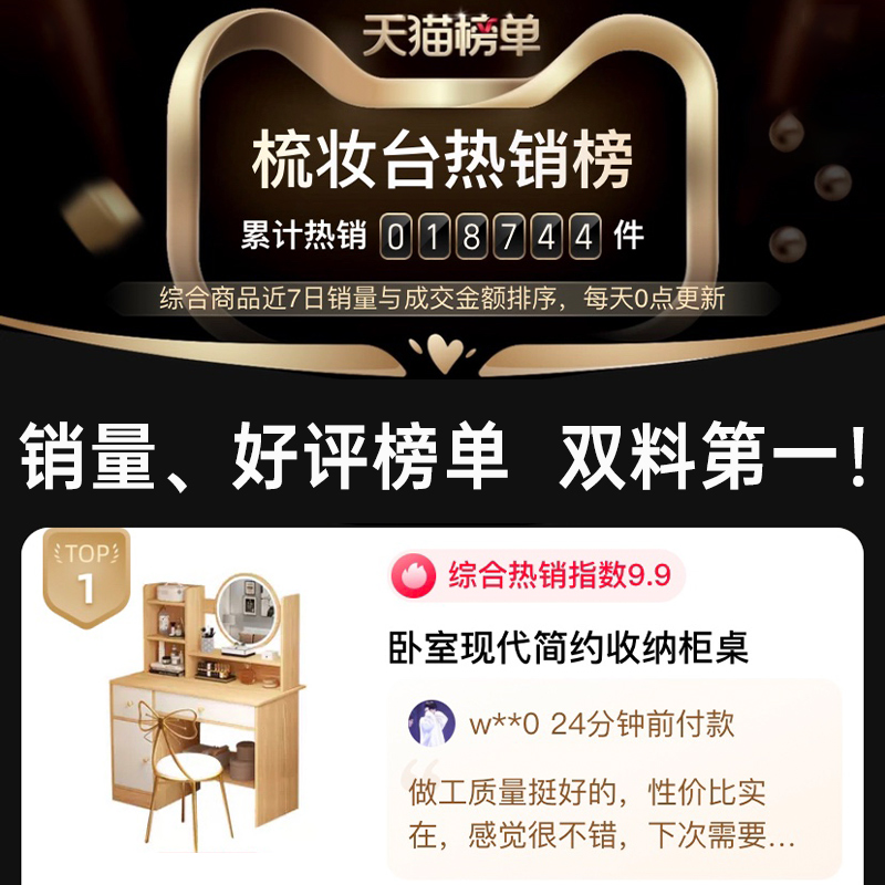 主卧梳妆台天花板！现代简约欧式设计，收纳+化妆一步到位！这波不冲亏麻了