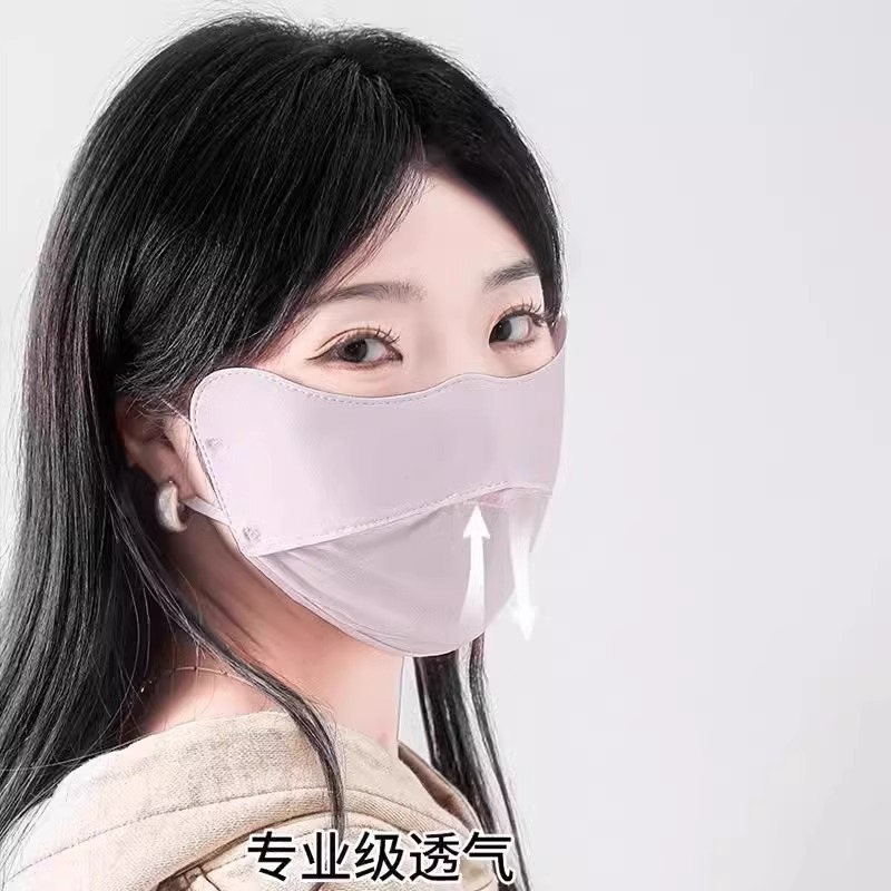 防晒口罩男夏季防紫外线黑色遮阳面罩冰丝护眼角2024新款薄款透气，夏日必备神器！
