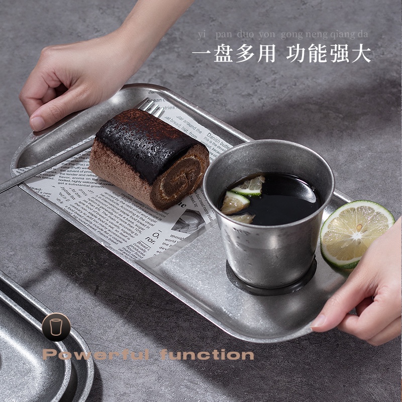 304复古不锈钢托盘：韩式烤肉店的秘密武器，商用炸鸡茶水甜品盘的完美选择！