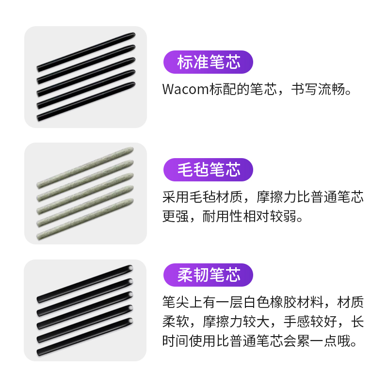 告别断芯烦恼，Wacom原装柔韧笔芯ACK200-04，数位板CTL671/CTL672/PTH651的完美搭档